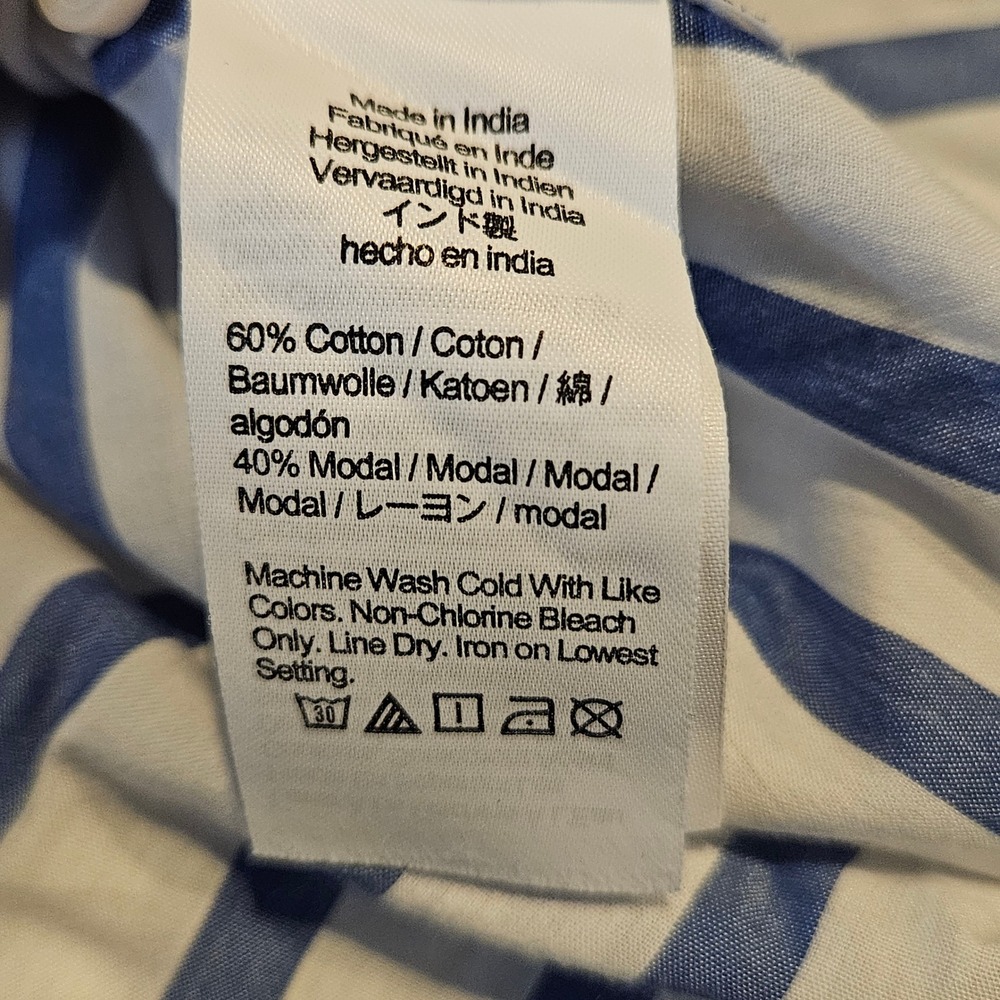 J.Crew Blue White Striped Button Down Shirt Cotton Modal Size 6 Long Sleeve - Picture 7 of 7